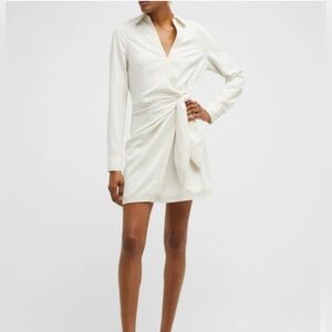 Veronica beard lavella wrap dress in cream/white